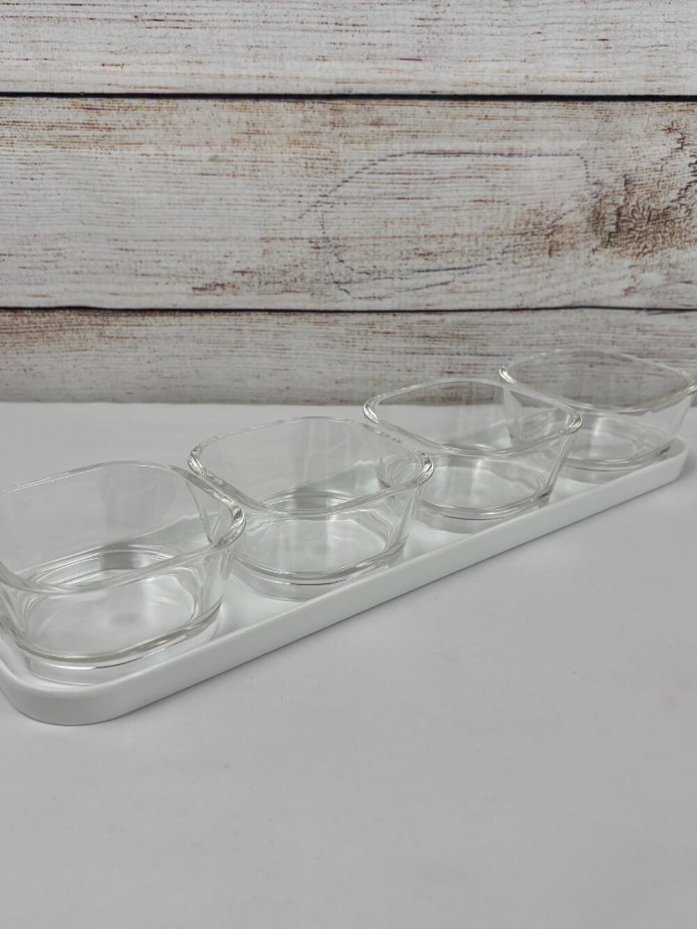 Zak Designs Acrylic Condiment Serving Tray Set 4 Clear Square Bowls